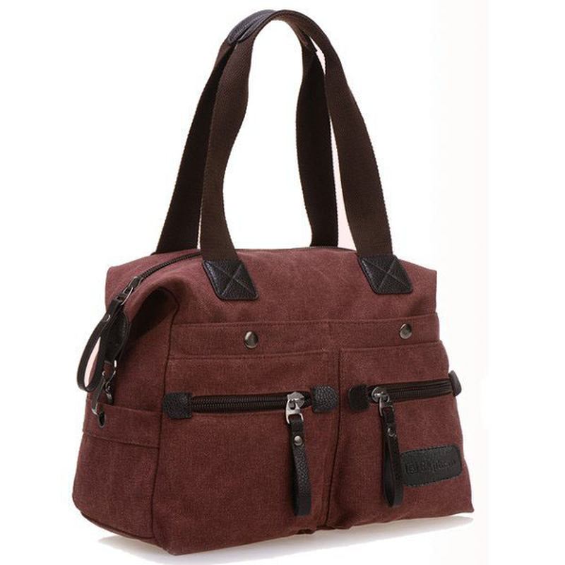 Kvinnor Män Canvas Multi Pocket Handväskor Casual Kudde Shoulder Crossbody Väskor