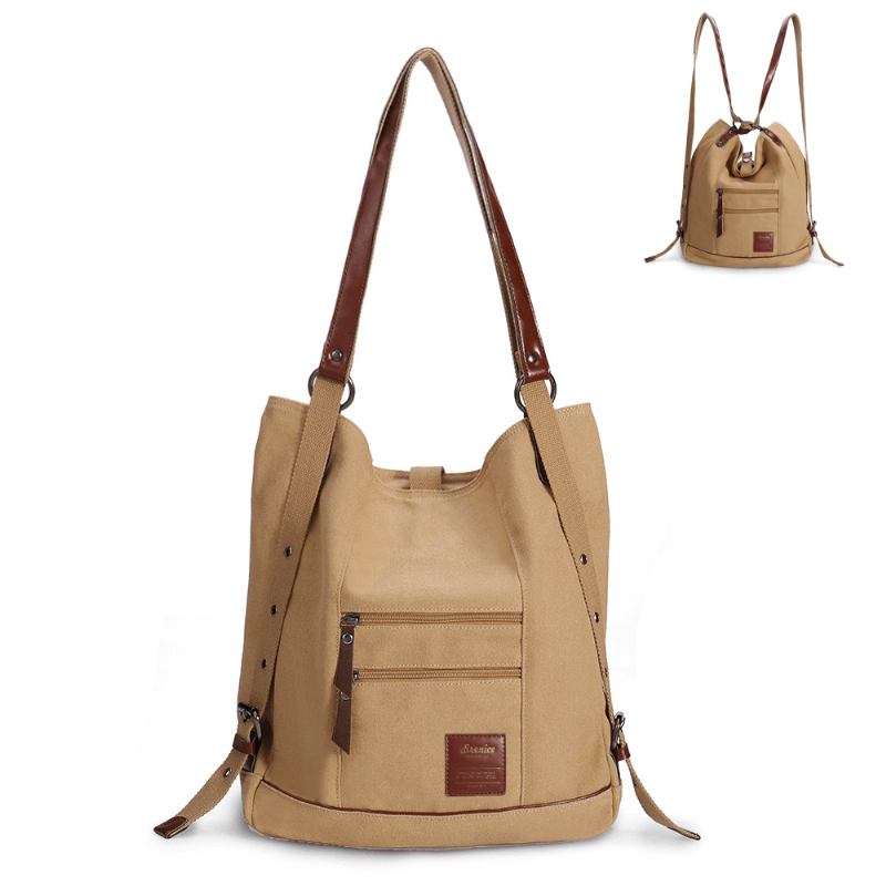 Kvinnor Multi-carry Casual Canvas Handväska Axelväska Satchel Ryggsäck