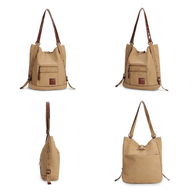 Kvinnor Multi-carry Casual Canvas Handväska Axelväska Satchel Ryggsäck