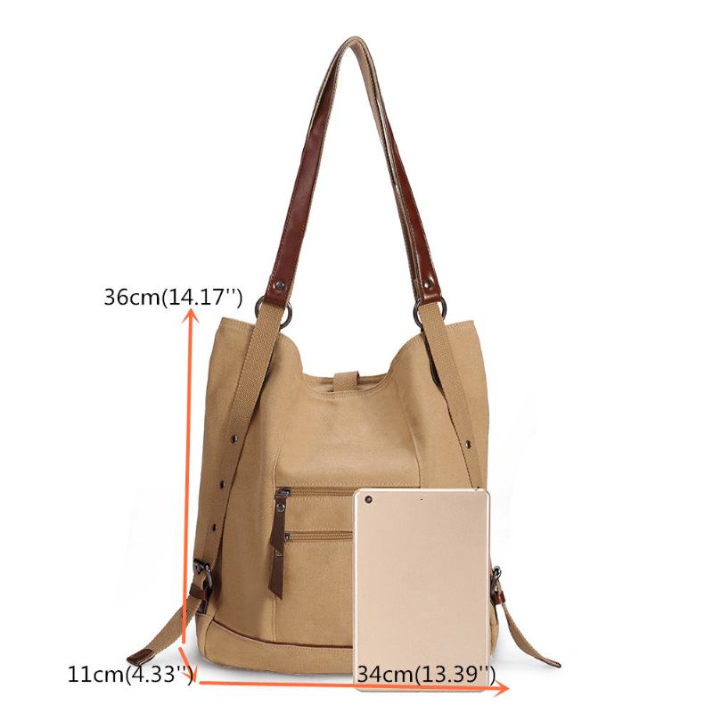 Kvinnor Multi-carry Casual Canvas Handväska Axelväska Satchel Ryggsäck