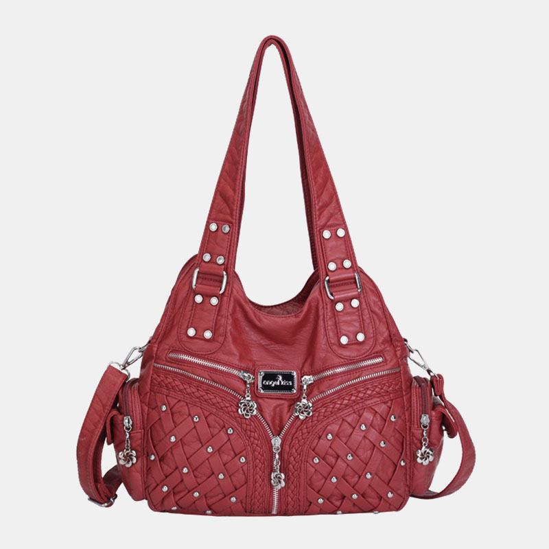 Kvinnor Multi-pocket Vattentät Vävd Hårdvara Crossbody Bag Axelväska Handväska Tote