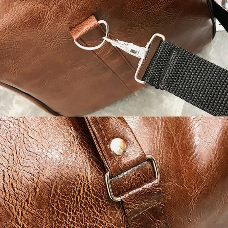 Kvinnor Och Män Läder Retro Handväska Med Stor Kapacitet Business Bagageväska Axelväska Crossbody-väska