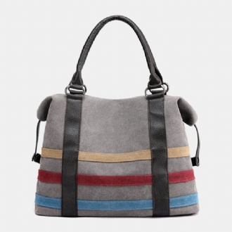 Kvinnor Patchwork Canvas Handväska Crossbody Bag