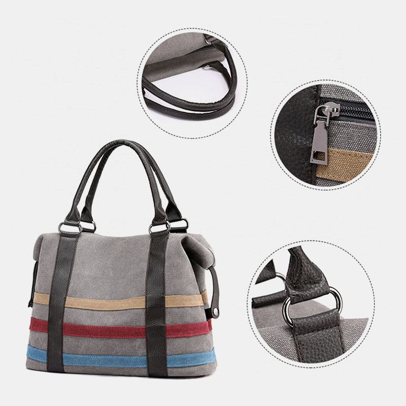 Kvinnor Patchwork Canvas Handväska Crossbody Bag