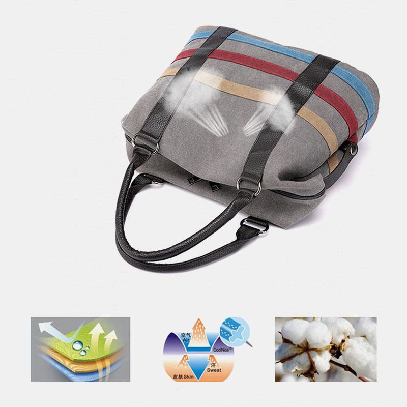 Kvinnor Patchwork Canvas Handväska Crossbody Bag