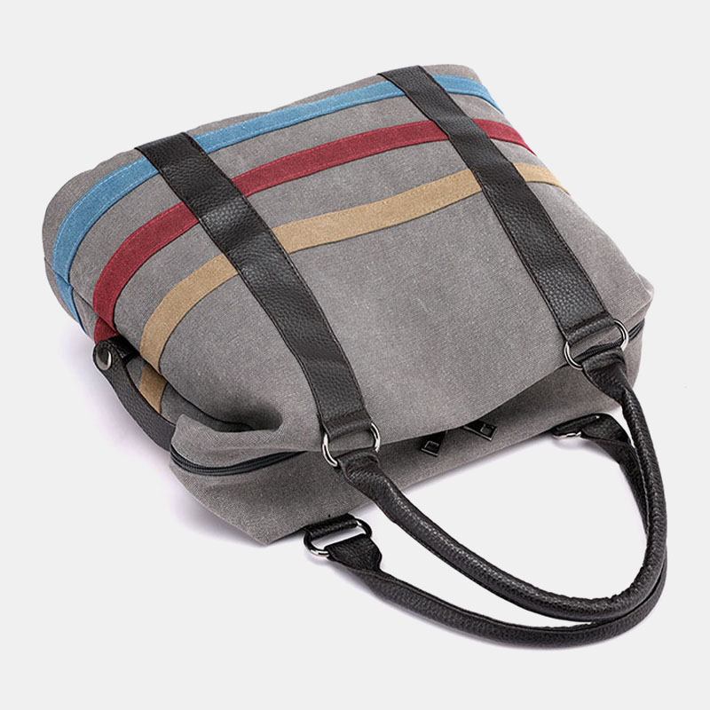 Kvinnor Patchwork Canvas Handväska Crossbody Bag