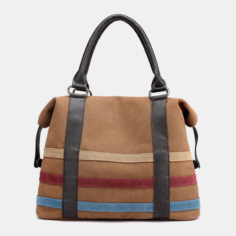 Kvinnor Patchwork Canvas Handväska Crossbody Bag