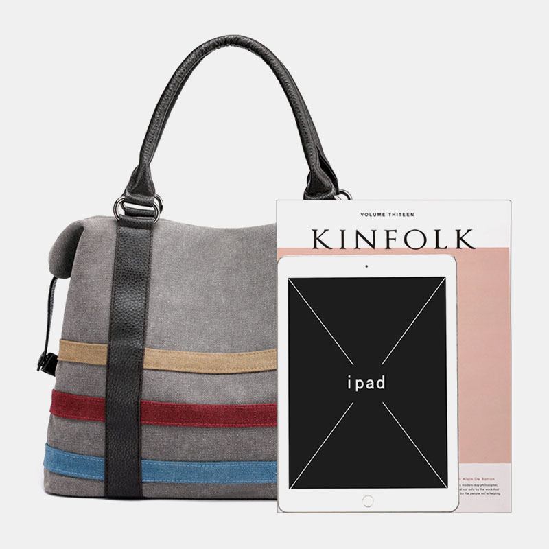 Kvinnor Patchwork Canvas Handväska Crossbody Bag