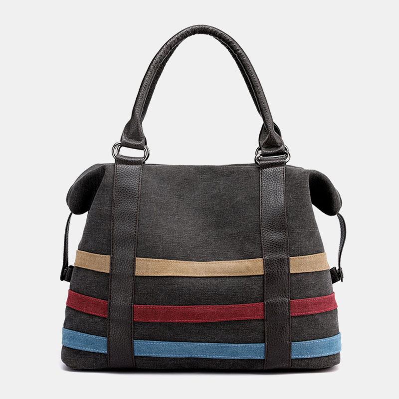 Kvinnor Patchwork Canvas Handväska Crossbody Bag