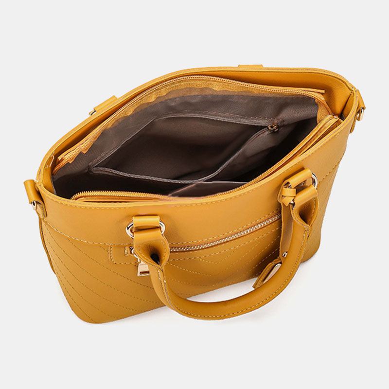 Kvinnor Solid Multi-pocket Commuter Satchel Crossbody Bag Axelväska Handväska