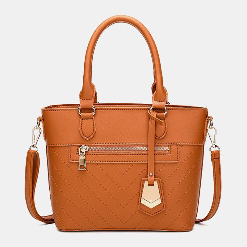 Kvinnor Solid Multi-pocket Commuter Satchel Crossbody Bag Axelväska Handväska