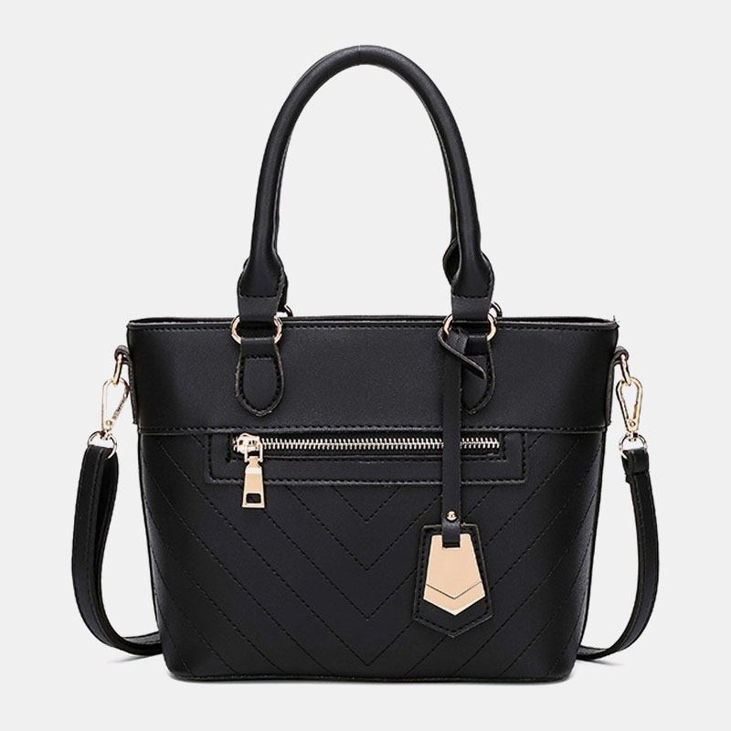 Kvinnor Solid Multi-pocket Commuter Satchel Crossbody Bag Axelväska Handväska