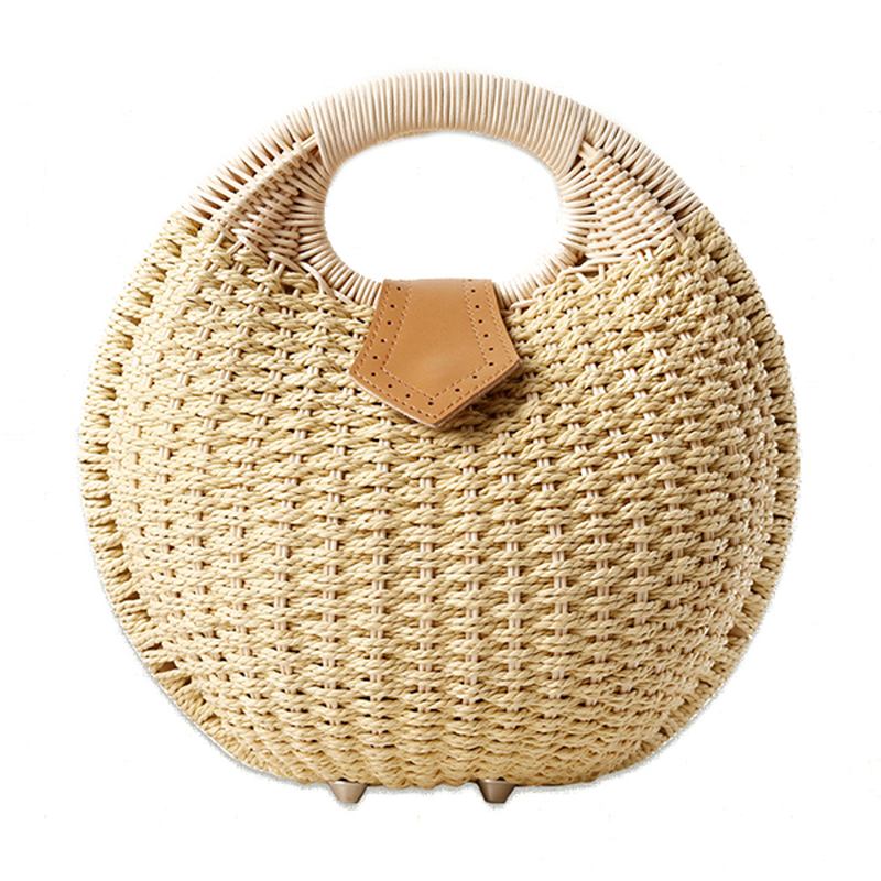 Kvinnor Tote Handväska Summer Beach Bag Halmväska Rottingväska Handväska