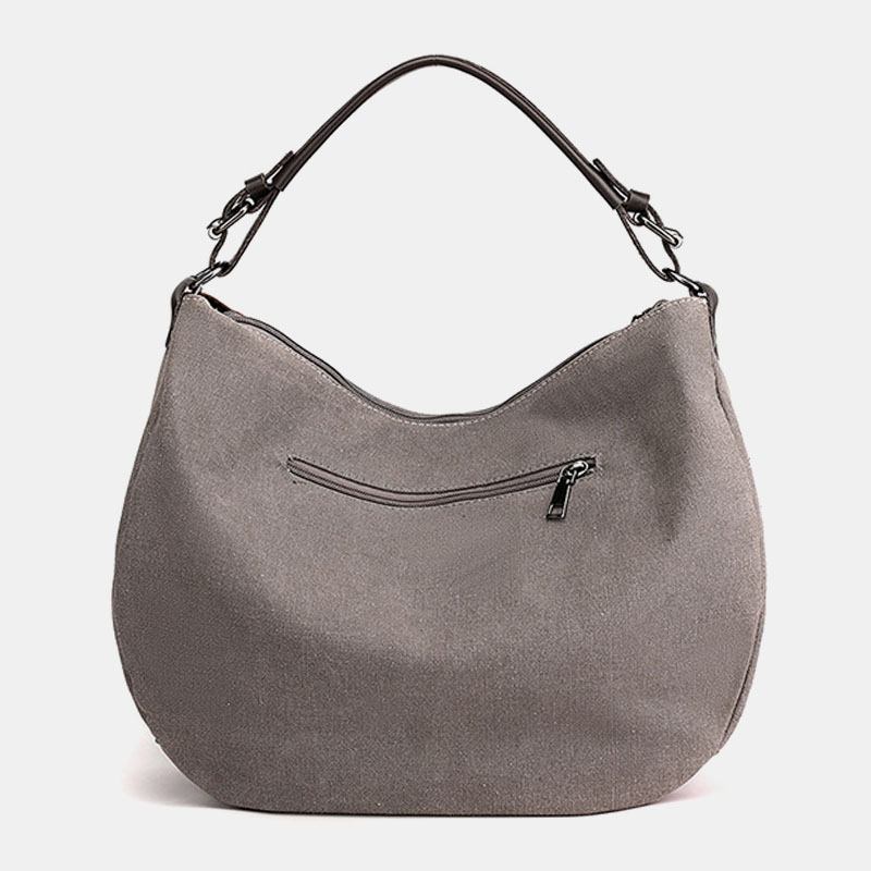 Kvinnor Vintage Stor Kapacitet Färgmatchande Canvas Handväska Crossbody-väska Casual Axelväska