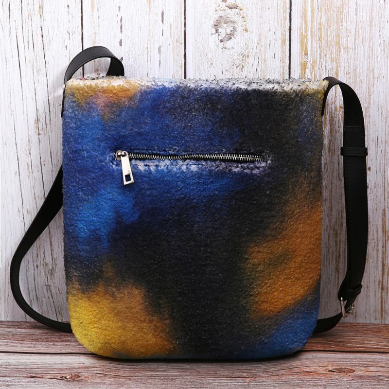 Kvinnors Speciella Färgglada Diy Lammhårväska Crossbody-väska För Daglig Utomhus