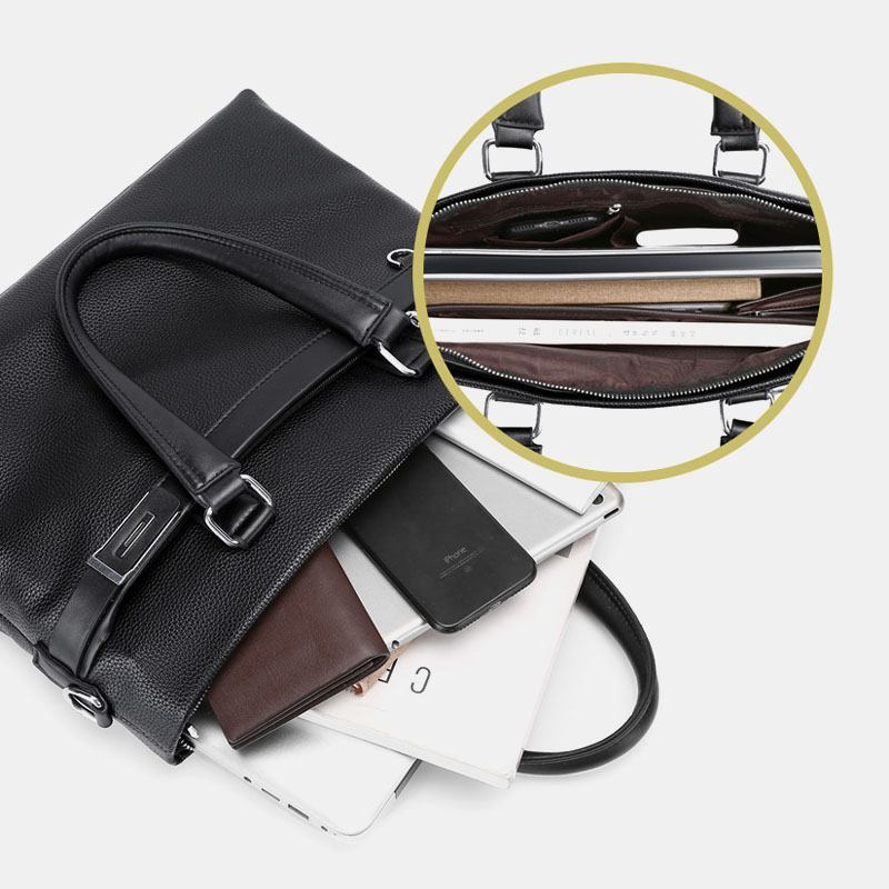 Män Konstläder Business 15.6 Tums Bärbar Datorväska Portföljer Handväska Crossbody-väska