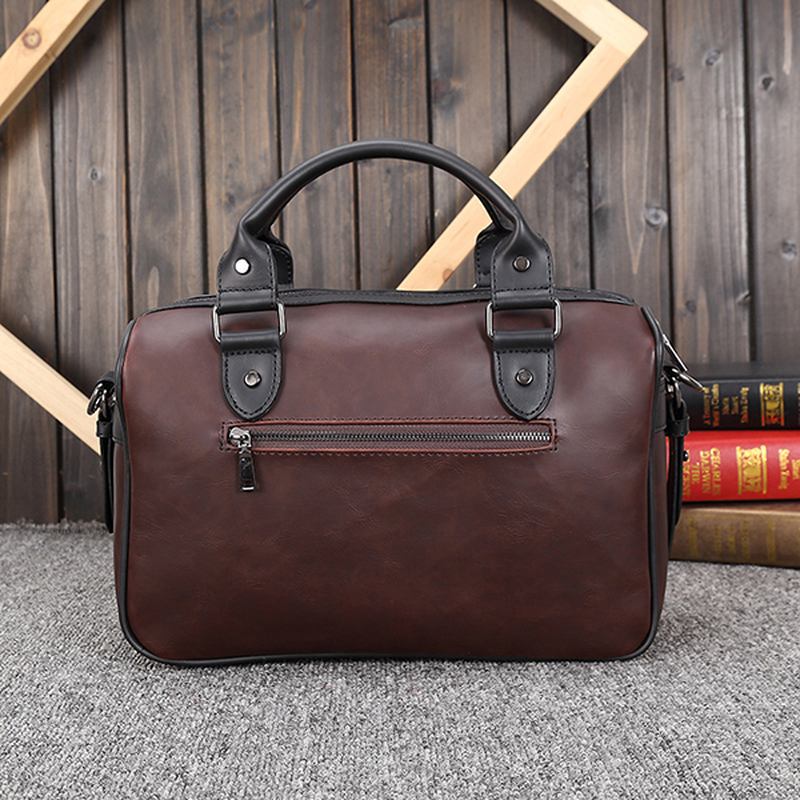 Män Retro Pu-läderhandväska Business Crossbody-väska