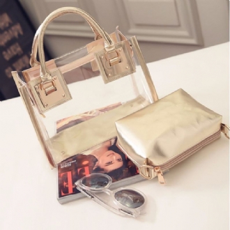 Transparent Gelly Crystal Bag Celeb Tote Sand Beach Bag Axel Handväska