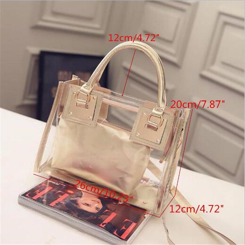 Transparent Gelly Crystal Bag Celeb Tote Sand Beach Bag Axel Handväska