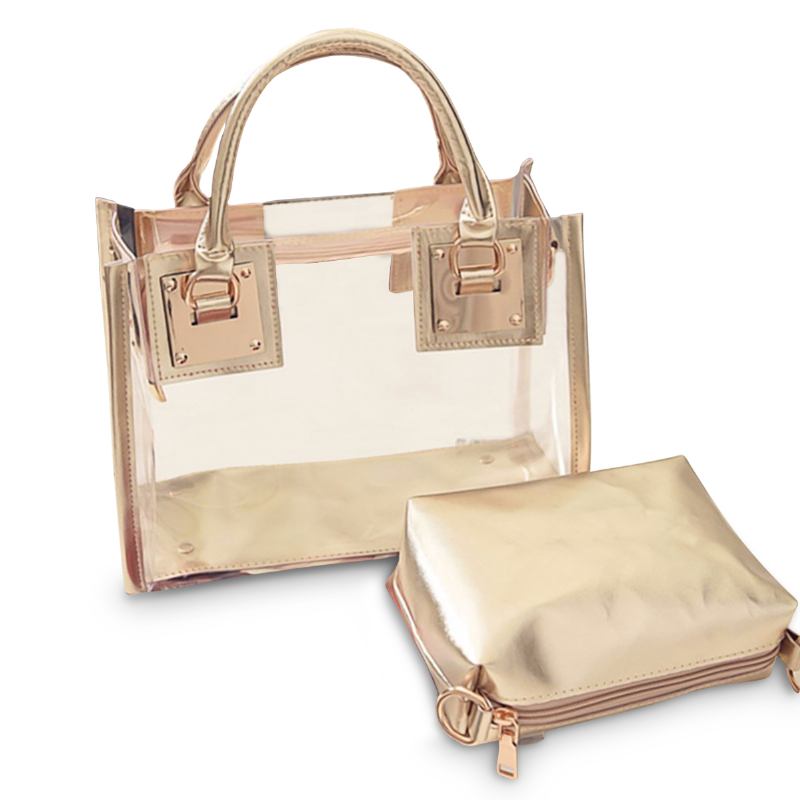 Transparent Gelly Crystal Bag Celeb Tote Sand Beach Bag Axel Handväska