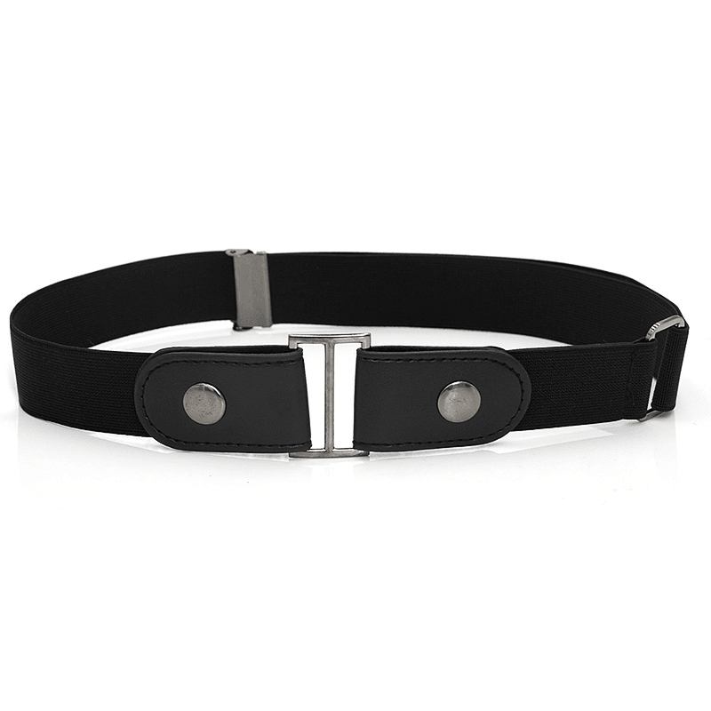 Imiterat Läder Slim Stretch Osynligt Bälte Jeans Lazy Belt