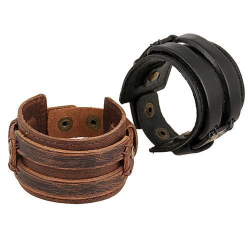 Män Kvinnor Punk Retro Bred Konstläderbälte Armband Armband Smycken Present