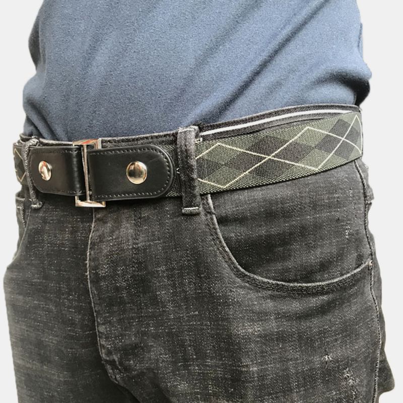 Män Pu-läder Justerbar Smal Elastisk Osynlig Dual-uage Wild Jeans-bälte