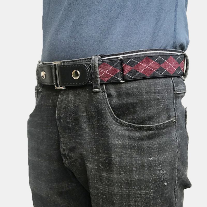 Män Pu-läder Justerbar Smal Elastisk Osynlig Dual-uage Wild Jeans-bälte