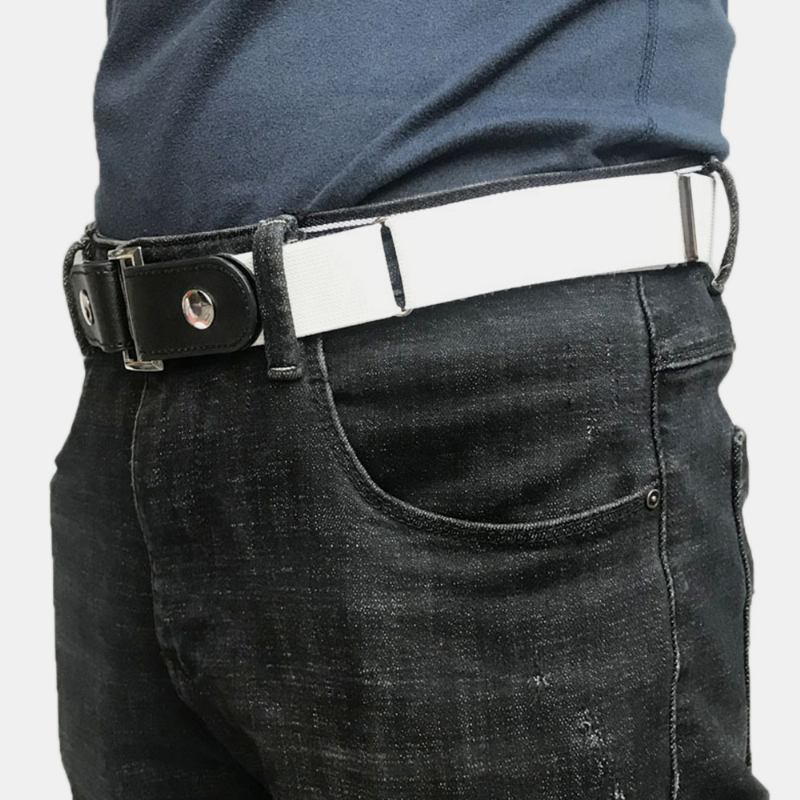 Män Pu-läder Justerbar Smal Elastisk Osynlig Dual-uage Wild Jeans-bälte