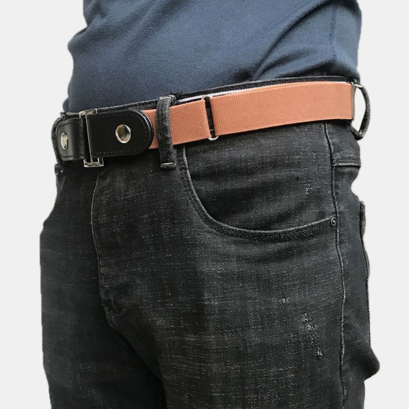 Män Pu-läder Justerbar Smal Elastisk Osynlig Dual-uage Wild Jeans-bälte