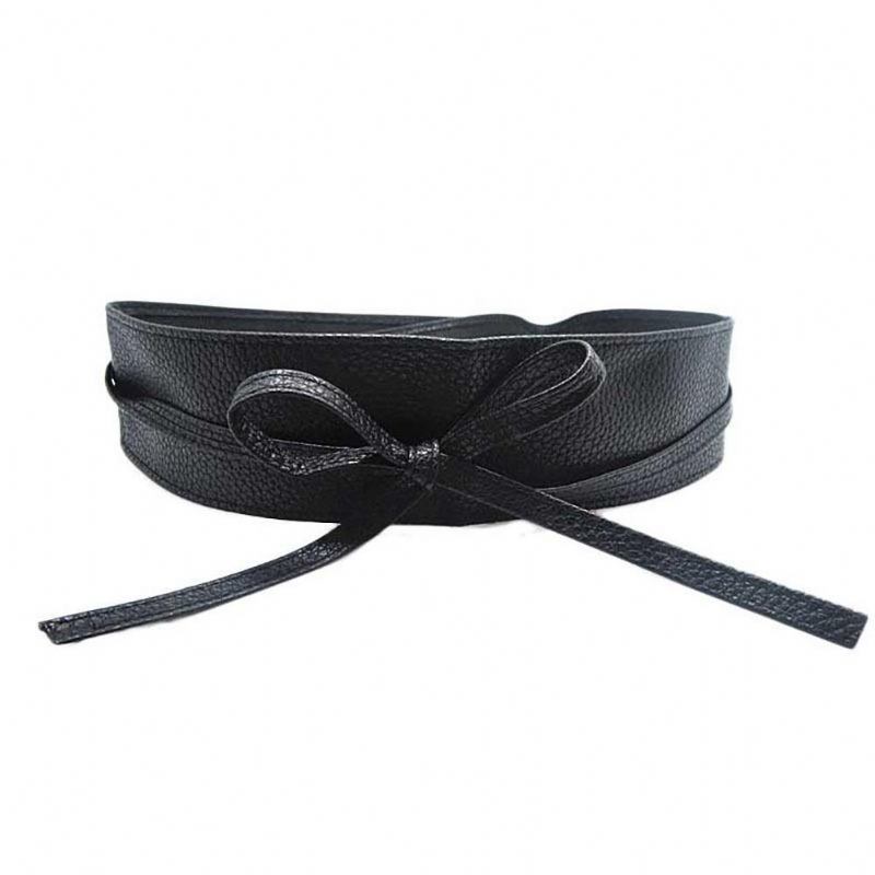 Mode Kvinnor Faux Leather Wrap Around Tie Korsett Cinch Midja Bred Klänning Bälte