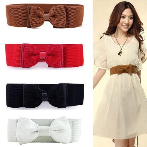 Mode Lady Bred Elastisk Bowknot Midjebälte Klänning Midjeband Accessoar Present