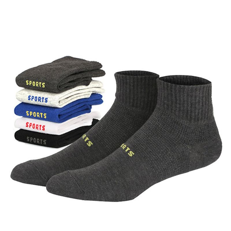 Herr Casual Letter Sport Bomulls Ankelstrumpor Höga Elastiska Sockor Som Andas