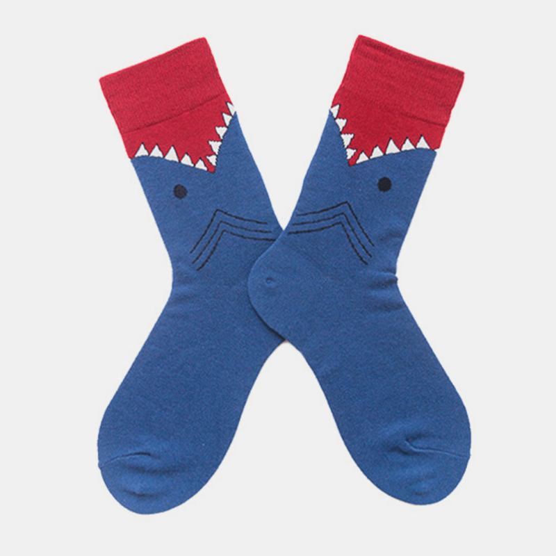 Shark Series Cotton Par Modeller Trendiga Personlighet Strumpor Street