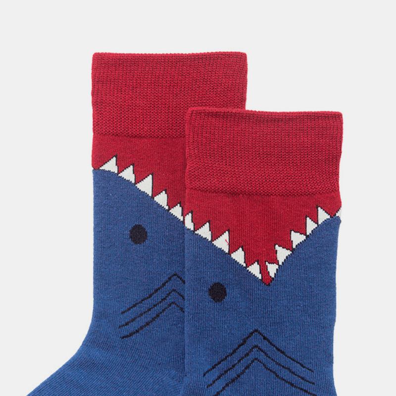 Shark Series Cotton Par Modeller Trendiga Personlighet Strumpor Street