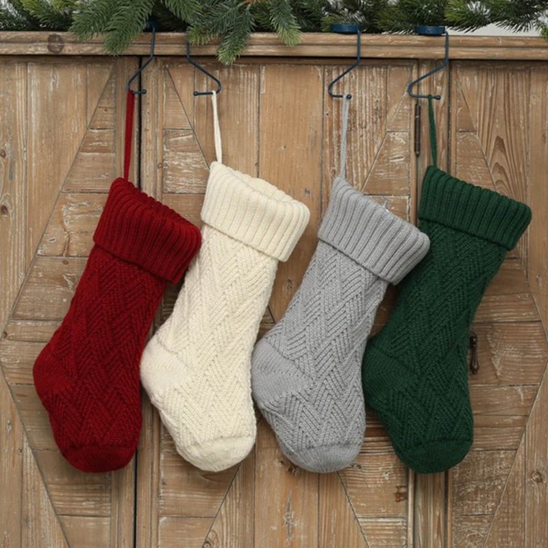 Stickade Julstrumpor Presentpåsar Christmas Lingge Wool Sock