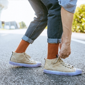 Vår Och Höst Svarta Ren Bomull High-top Sportstrumpor Herr