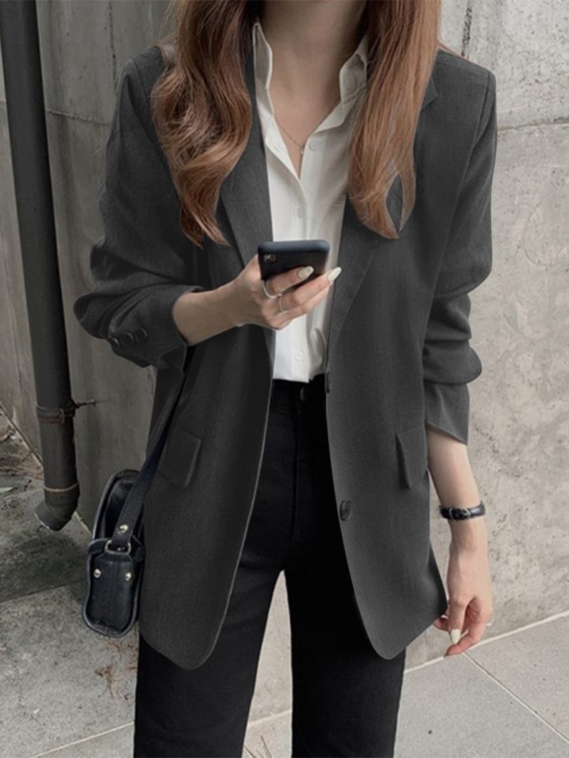 Dam Full Sleeve Solid Leisure Retro Employment Workwear Blazer