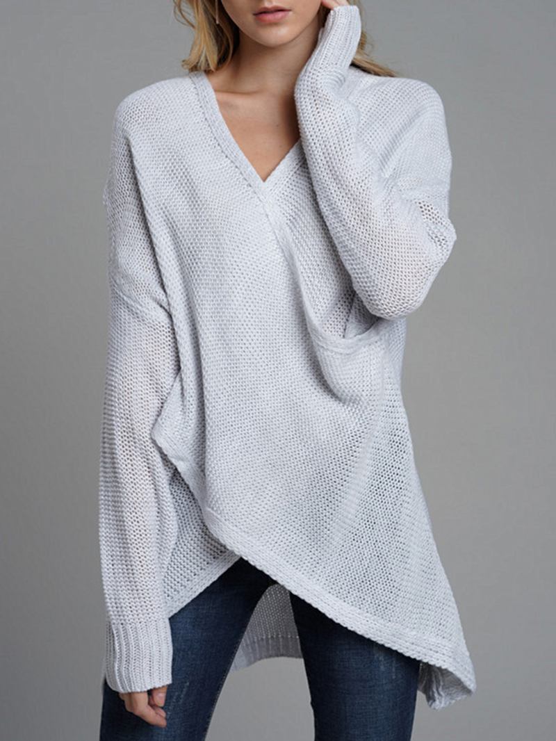 Irregular Cross Hollow Knit Casual Sweaters