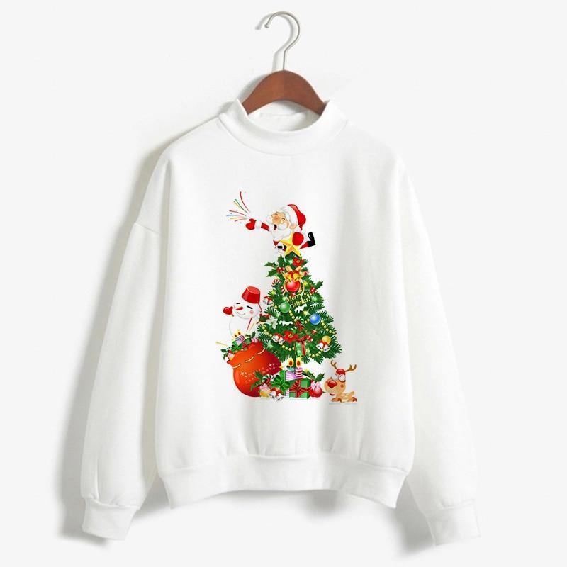 Mode Jultröja Svart Långärmad Dam Dam Femme Harajuku Damkläder Plus Size Vinter Nyår Pullover