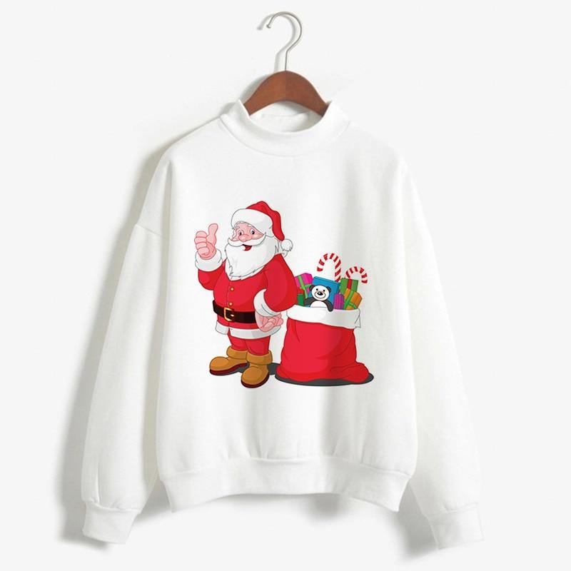 Mode Jultröja Svart Långärmad Dam Dam Femme Harajuku Damkläder Plus Size Vinter Nyår Pullover