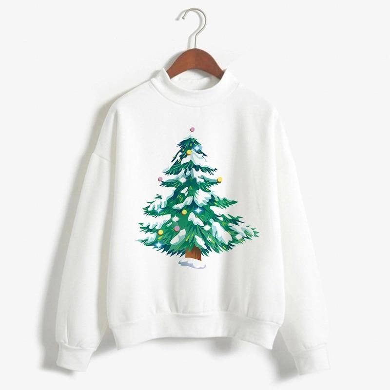 Mode Jultröja Svart Långärmad Dam Dam Femme Harajuku Damkläder Plus Size Vinter Nyår Pullover