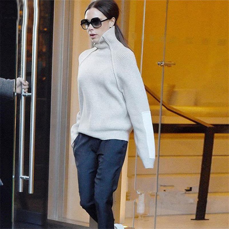 Modeabla Långärmad Stickad Tröja För Kvinnor Bodycon Slim Turtleneck Höst Vinter Pullover Cashmere Pull Femme