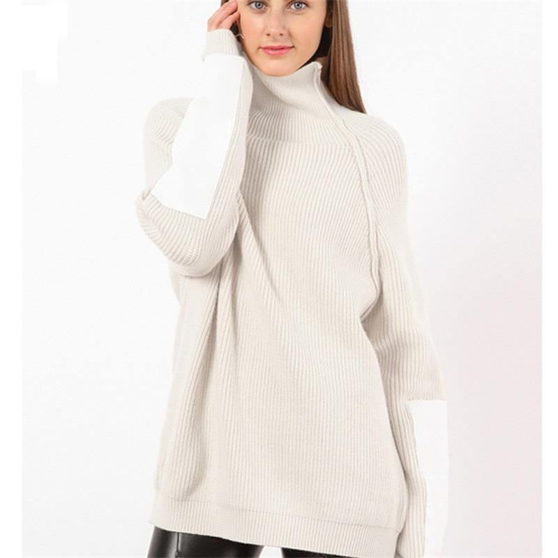 Modeabla Långärmad Stickad Tröja För Kvinnor Bodycon Slim Turtleneck Höst Vinter Pullover Cashmere Pull Femme