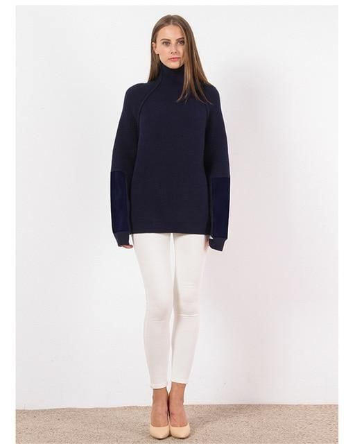 Modeabla Långärmad Stickad Tröja För Kvinnor Bodycon Slim Turtleneck Höst Vinter Pullover Cashmere Pull Femme