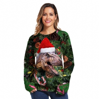 Unisex Dam Jultröja Ful Jultröja Herr Pullover Vinter Plus Size Rolig Höst Toppar Kläder Dinosaurie