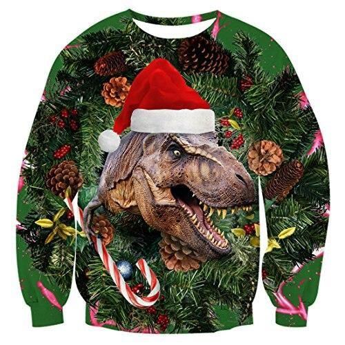 Unisex Dam Jultröja Ful Jultröja Herr Pullover Vinter Plus Size Rolig Höst Toppar Kläder Dinosaurie