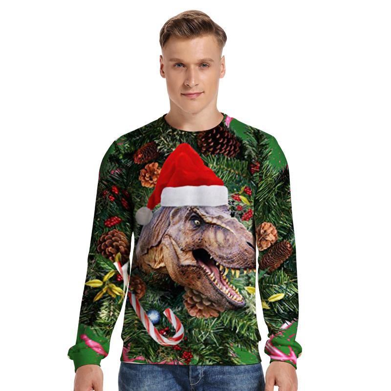 Unisex Dam Jultröja Ful Jultröja Herr Pullover Vinter Plus Size Rolig Höst Toppar Kläder Dinosaurie