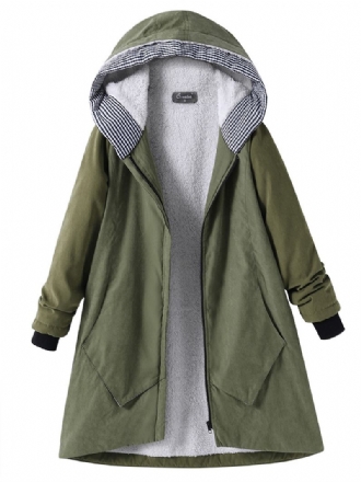 Casual Ren Färg Hooded Pocket Coats