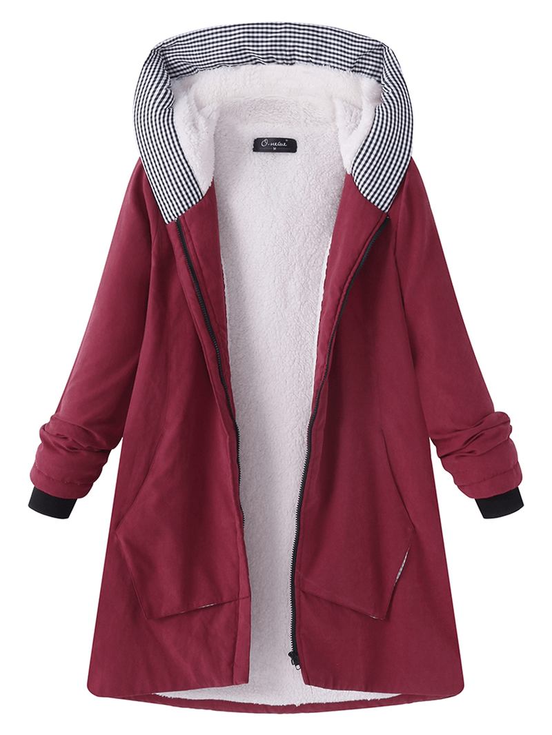 Casual Ren Färg Hooded Pocket Coats